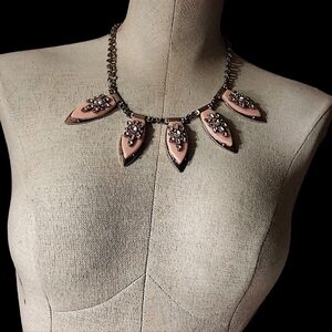 Statement Pink Petal Crystal Necklace - Women Jewelry